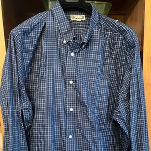 Duluth Trading Co. Mens 4XL Shirt Long Sleeve Button-Down Blue Plaid Check